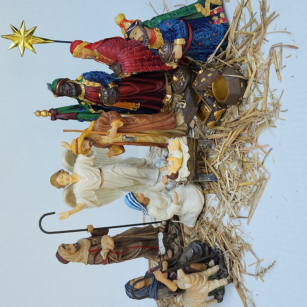 NIB THE REAL LIFE NATIVITY SET/THE THREE KINGS GIFTS 14 PIECE 7" SET - Picture 1 of 17